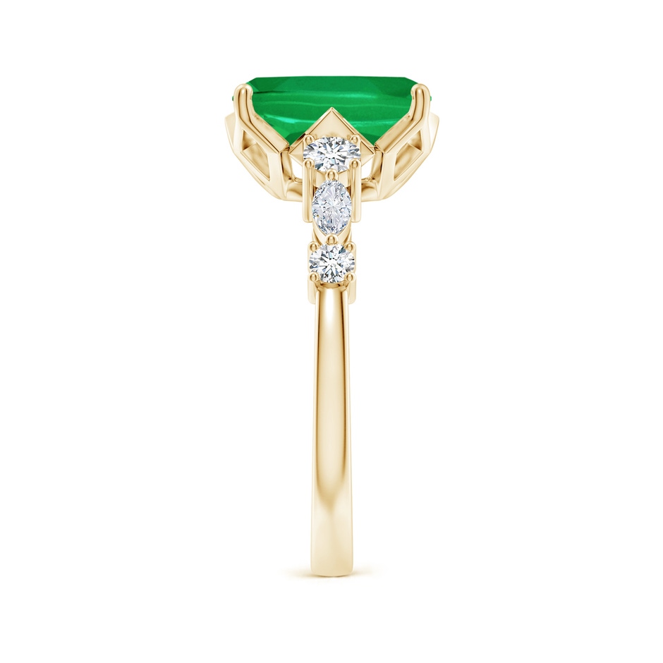 10x8mm AA Classic Cushion Rectangular Emerald Side Stone Engagement Ring in Yellow Gold side 299