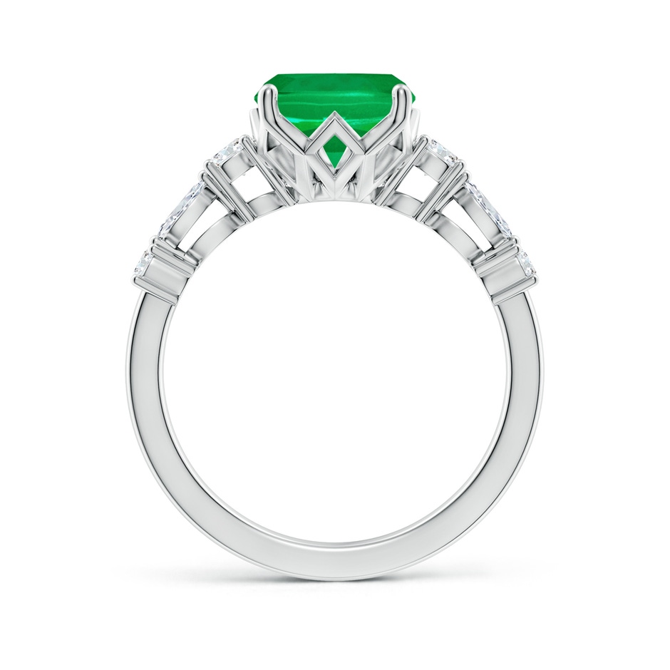10x8mm AAA Classic Cushion Rectangular Emerald Side Stone Engagement Ring in 18K White Gold side 199