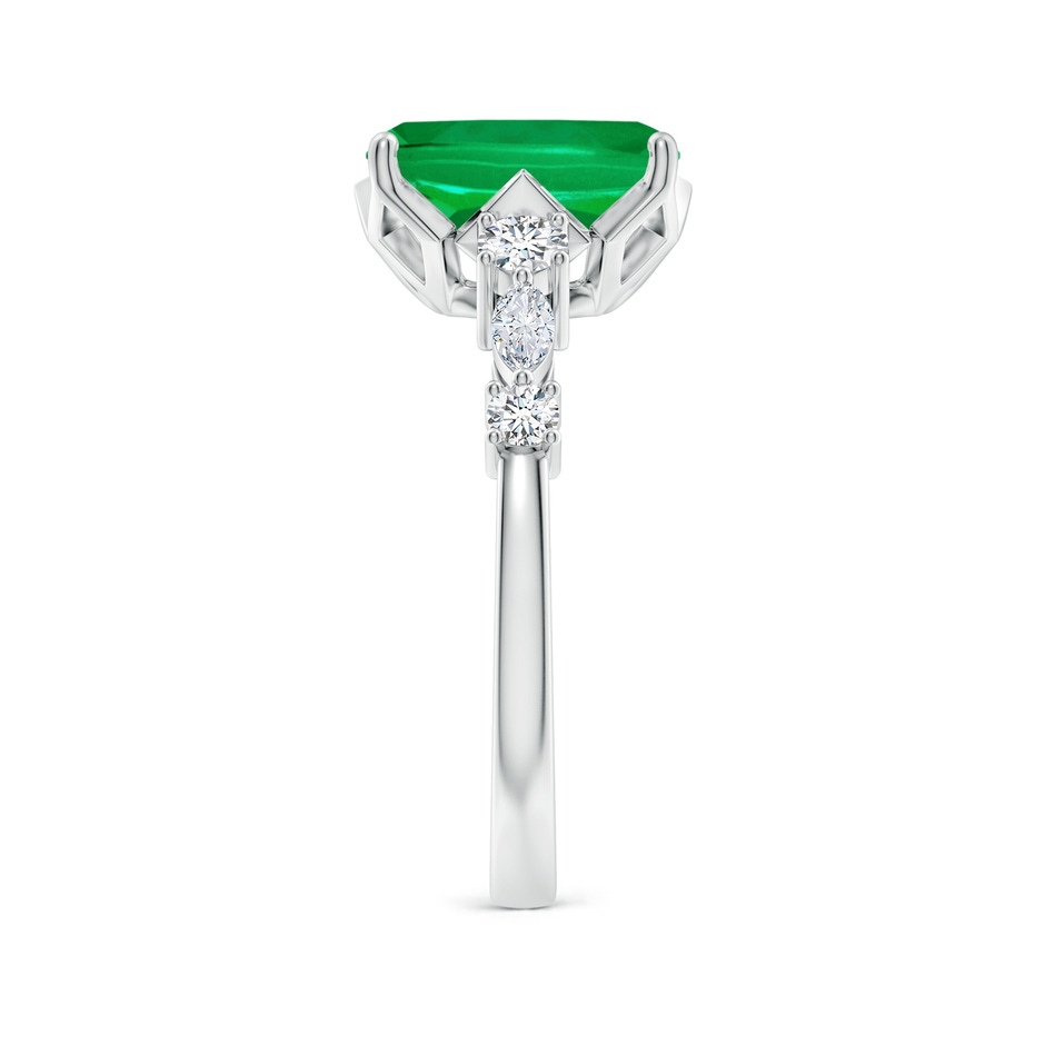 10x8mm AAA Classic Cushion Rectangular Emerald Side Stone Engagement Ring in 18K White Gold side 299