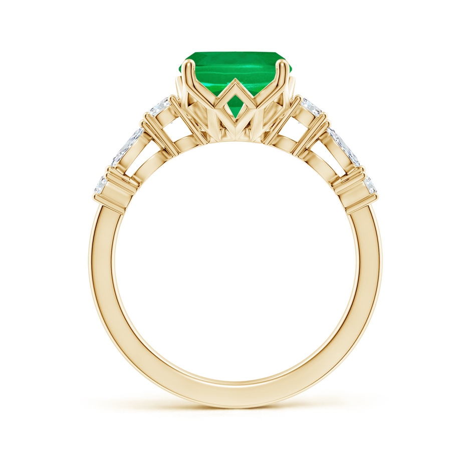10x8mm AAA Classic Cushion Rectangular Emerald Side Stone Engagement Ring in Yellow Gold side 199