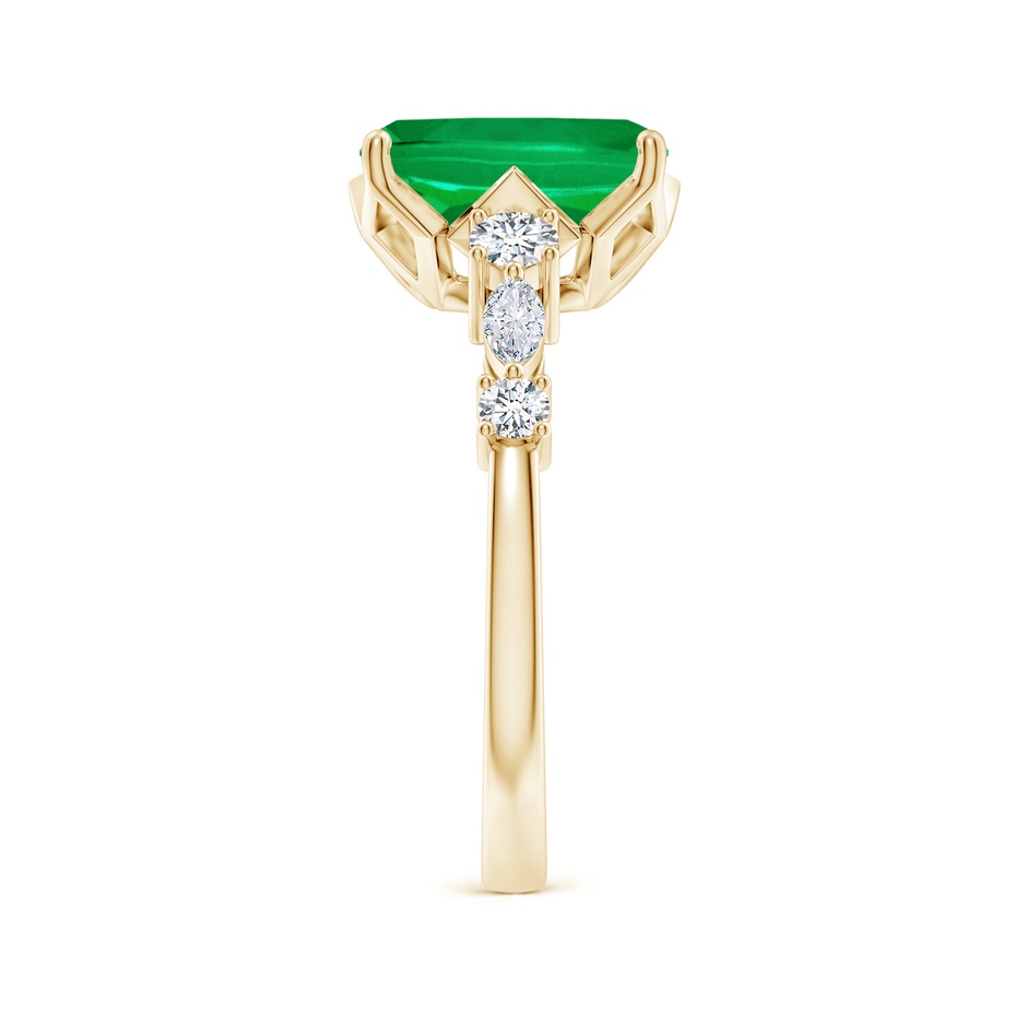 10x8mm AAA Classic Cushion Rectangular Emerald Side Stone Engagement Ring in Yellow Gold side 299