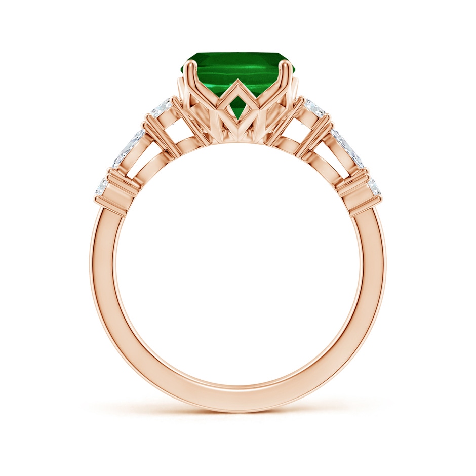 10x8mm AAAA Classic Cushion Rectangular Emerald Side Stone Engagement Ring in Rose Gold side 199