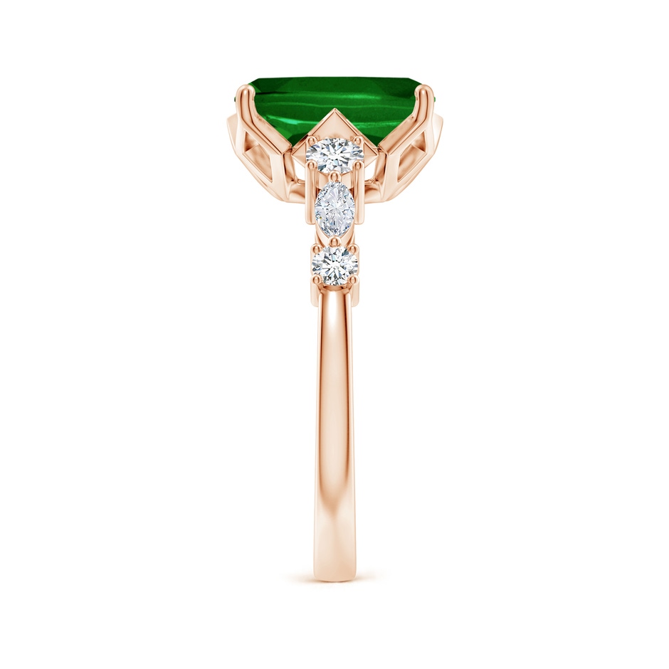 10x8mm AAAA Classic Cushion Rectangular Emerald Side Stone Engagement Ring in Rose Gold side 299