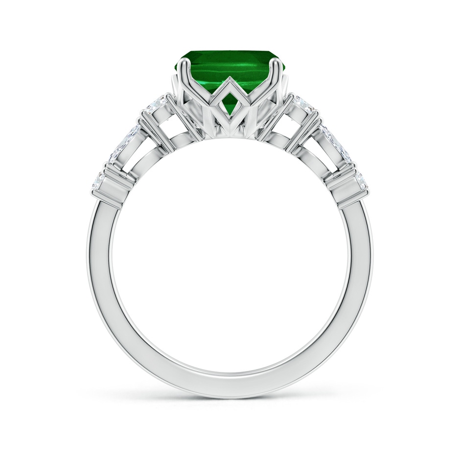 10x8mm AAAA Classic Cushion Rectangular Emerald Side Stone Engagement Ring in White Gold side 199