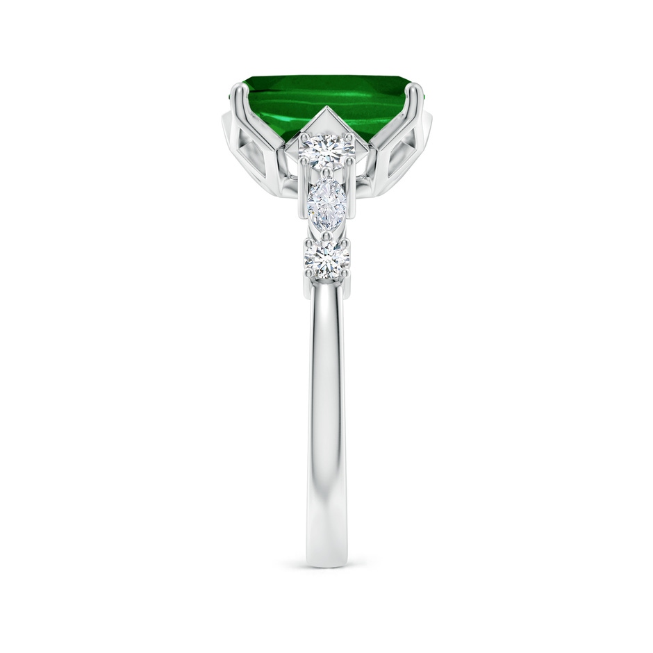 10x8mm AAAA Classic Cushion Rectangular Emerald Side Stone Engagement Ring in White Gold side 299