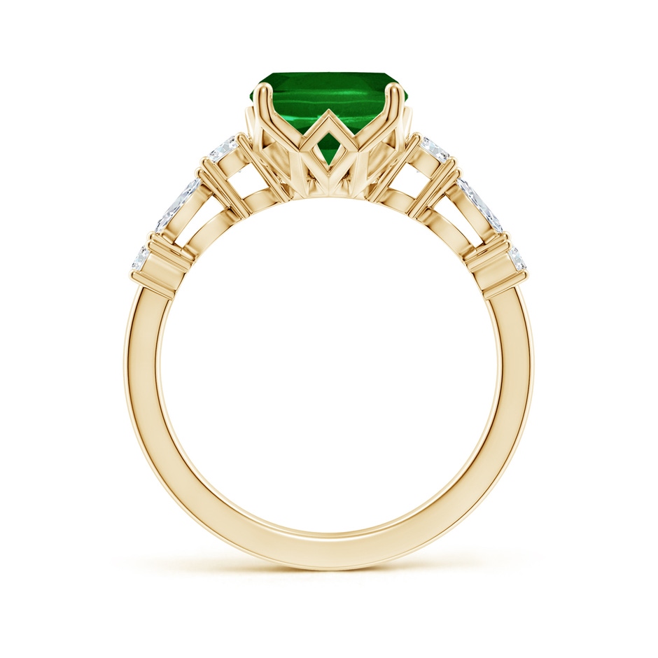 10x8mm AAAA Classic Cushion Rectangular Emerald Side Stone Engagement Ring in Yellow Gold side 199