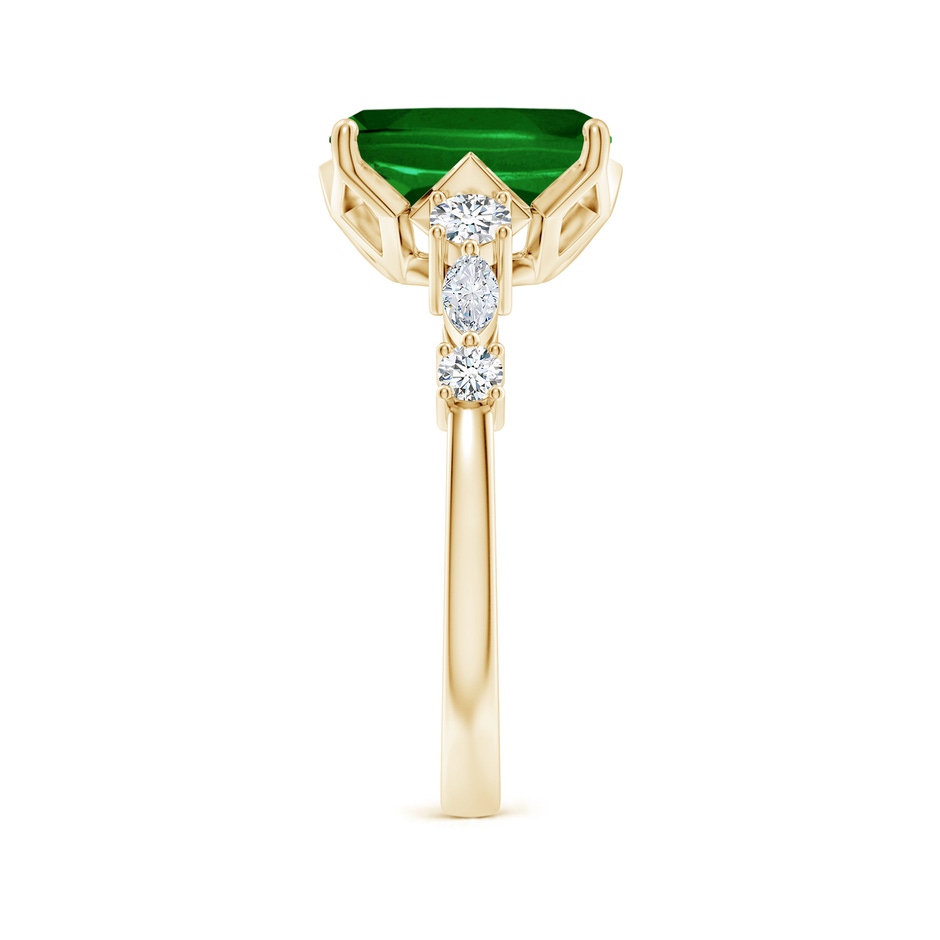 10x8mm AAAA Classic Cushion Rectangular Emerald Side Stone Engagement Ring in Yellow Gold side 299