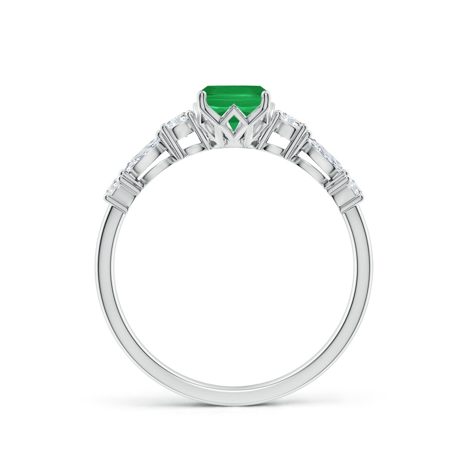 7x5mm A Classic Cushion Rectangular Emerald Side Stone Engagement Ring in P950 Platinum side 199
