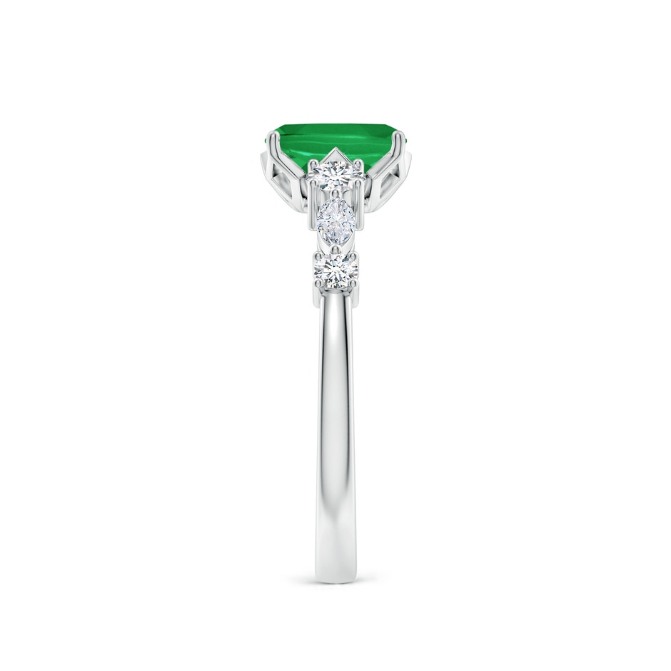 7x5mm A Classic Cushion Rectangular Emerald Side Stone Engagement Ring in P950 Platinum side 299