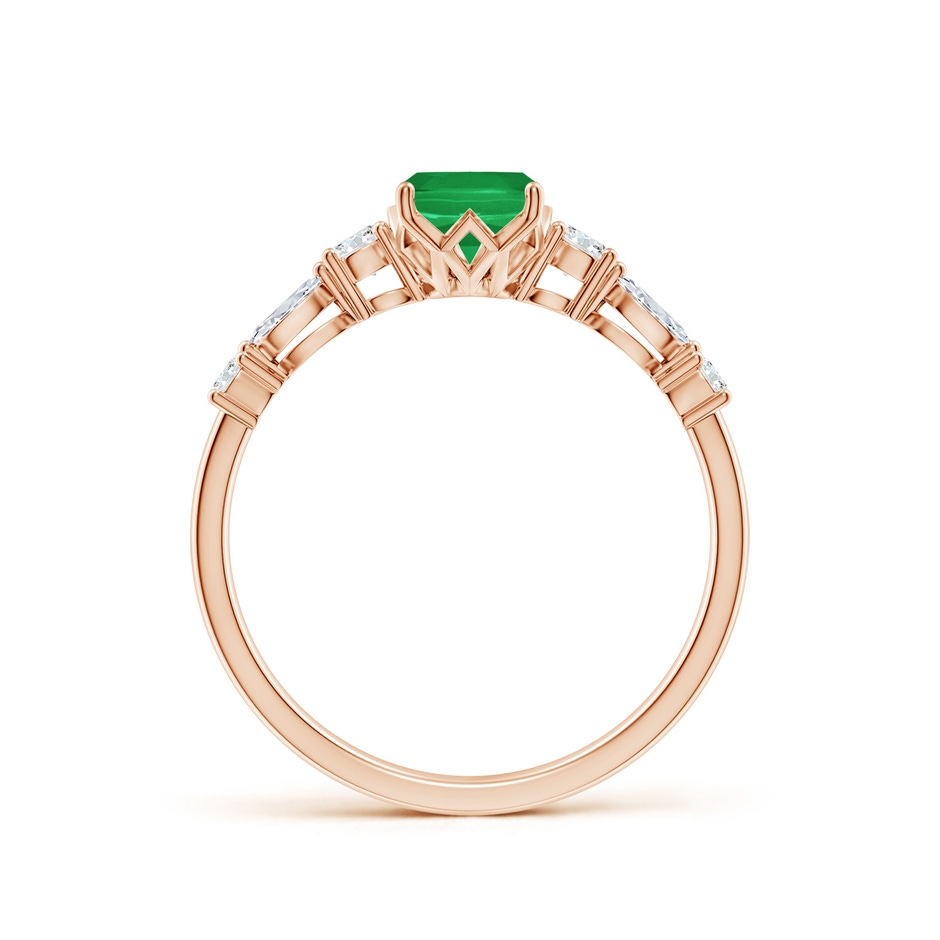 7x5mm A Classic Cushion Rectangular Emerald Side Stone Engagement Ring in Rose Gold side 199