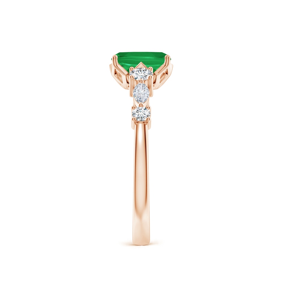 7x5mm A Classic Cushion Rectangular Emerald Side Stone Engagement Ring in Rose Gold side 299