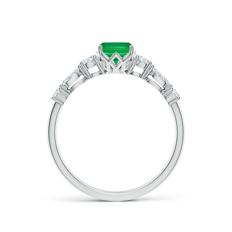 7x5mm AA Classic Cushion Rectangular Emerald Side Stone Engagement Ring in White Gold side 199