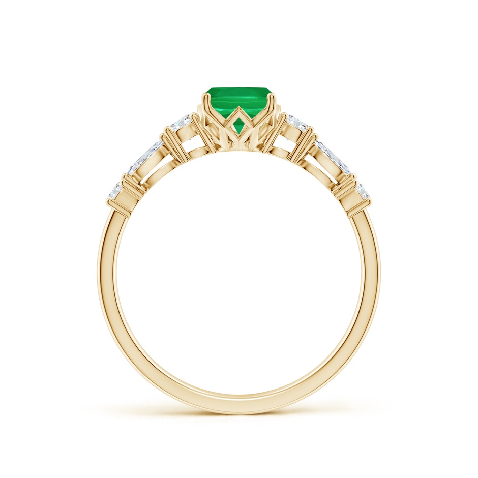 7x5mm AA Classic Cushion Rectangular Emerald Side Stone Engagement Ring in Yellow Gold side 199