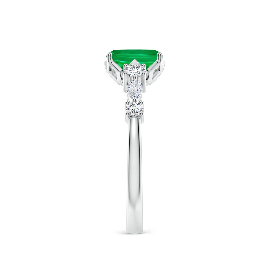 7x5mm AAA Classic Cushion Rectangular Emerald Side Stone Engagement Ring in P950 Platinum side 299
