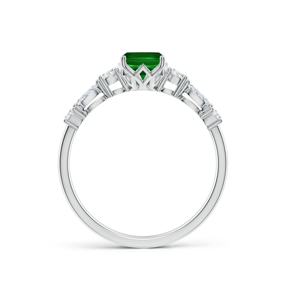 7x5mm AAAA Classic Cushion Rectangular Emerald Side Stone Engagement Ring in White Gold side 199