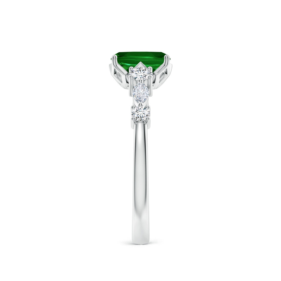7x5mm AAAA Classic Cushion Rectangular Emerald Side Stone Engagement Ring in White Gold side 299
