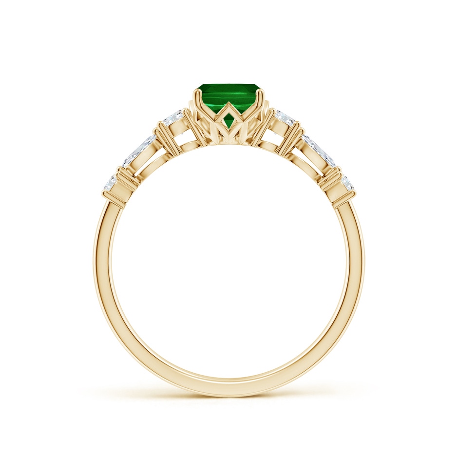 7x5mm AAAA Classic Cushion Rectangular Emerald Side Stone Engagement Ring in Yellow Gold side 199