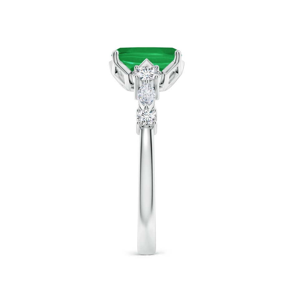 8x6mm A Classic Cushion Rectangular Emerald Side Stone Engagement Ring in P950 Platinum side 299