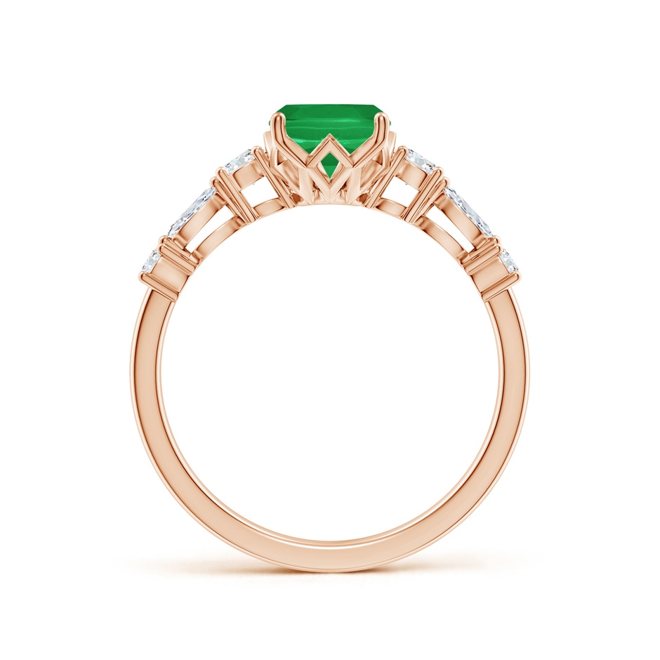 8x6mm A Classic Cushion Rectangular Emerald Side Stone Engagement Ring in Rose Gold side 199