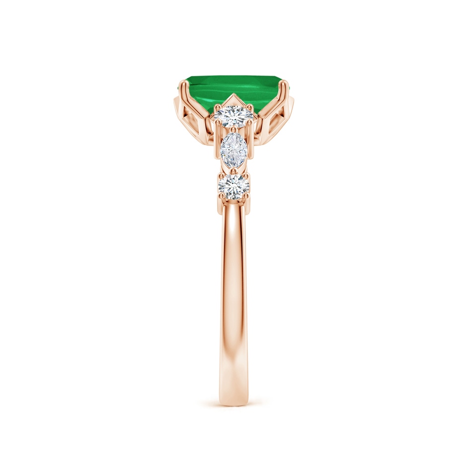 8x6mm A Classic Cushion Rectangular Emerald Side Stone Engagement Ring in Rose Gold side 299