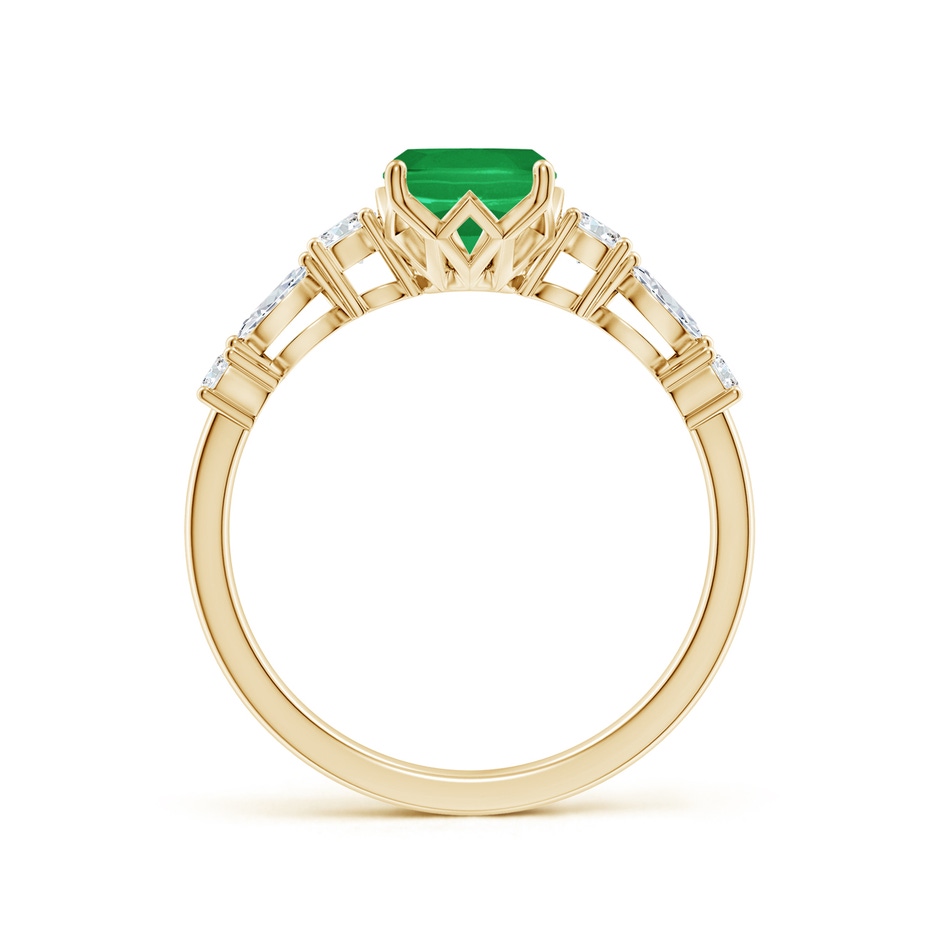 8x6mm A Classic Cushion Rectangular Emerald Side Stone Engagement Ring in Yellow Gold side 199