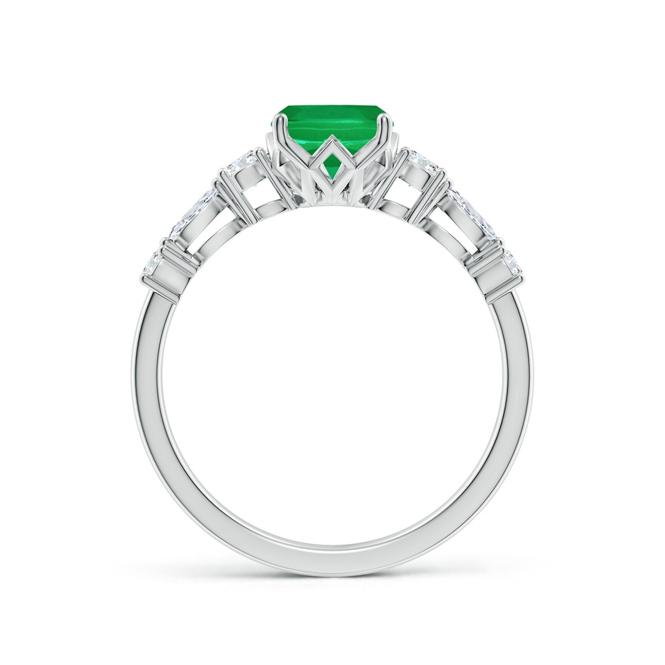 8x6mm AA Classic Cushion Rectangular Emerald Side Stone Engagement Ring in White Gold side 199