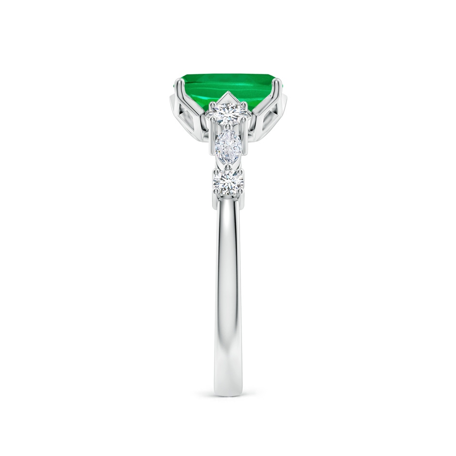 8x6mm AAA Classic Cushion Rectangular Emerald Side Stone Engagement Ring in P950 Platinum side 299
