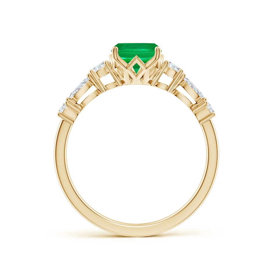 8x6mm AAA Classic Cushion Rectangular Emerald Side Stone Engagement Ring in Yellow Gold side 199