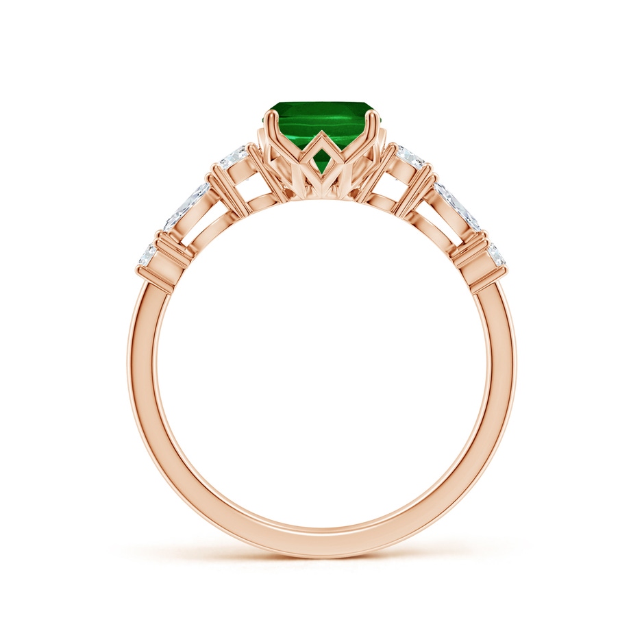 8x6mm AAAA Classic Cushion Rectangular Emerald Side Stone Engagement Ring in Rose Gold side 199
