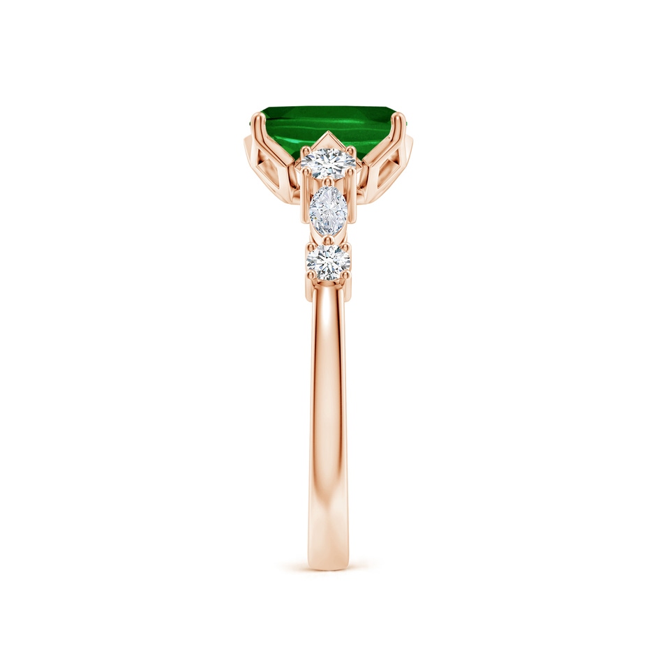 8x6mm AAAA Classic Cushion Rectangular Emerald Side Stone Engagement Ring in Rose Gold side 299