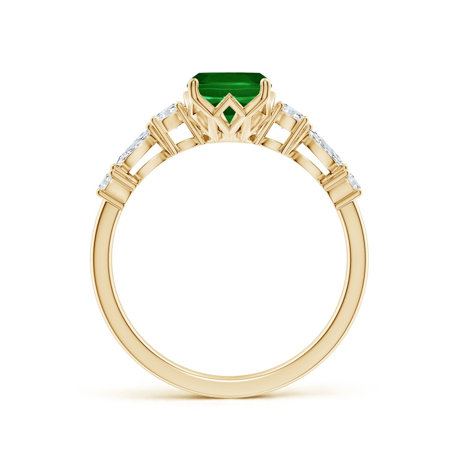 8x6mm AAAA Classic Cushion Rectangular Emerald Side Stone Engagement Ring in Yellow Gold side 199