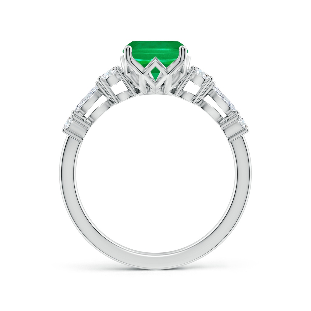 9x7mm AAA Classic Cushion Rectangular Emerald Side Stone Engagement Ring in White Gold Side 199