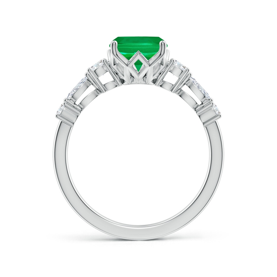 9x7mm AAA Classic Cushion Rectangular Emerald Side Stone Engagement Ring in White Gold side 199