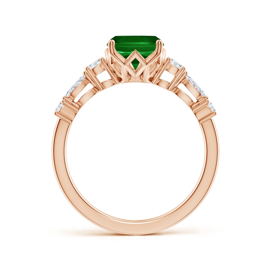 9x7mm AAAA Classic Cushion Rectangular Emerald Side Stone Engagement Ring in 18K Rose Gold side 199
