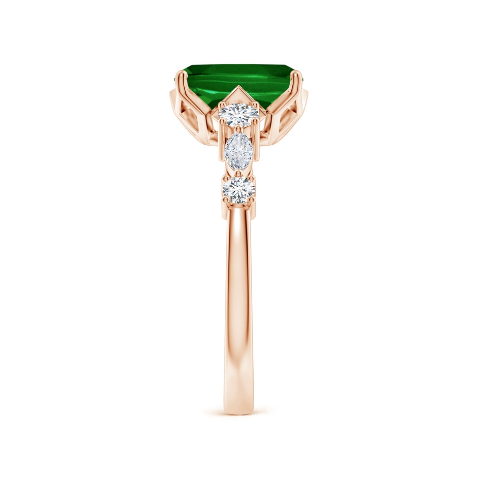 9x7mm AAAA Classic Cushion Rectangular Emerald Side Stone Engagement Ring in 18K Rose Gold side 299