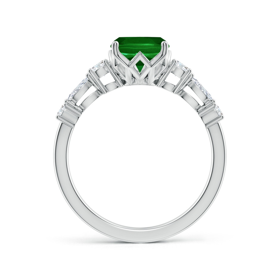9x7mm AAAA Classic Cushion Rectangular Emerald Side Stone Engagement Ring in P950 Platinum side 199