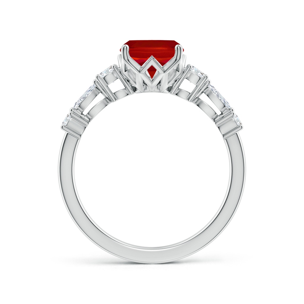9x7mm AAA Classic Cushion Rectangular Ruby Side Stone Engagement Ring in White Gold Side 199