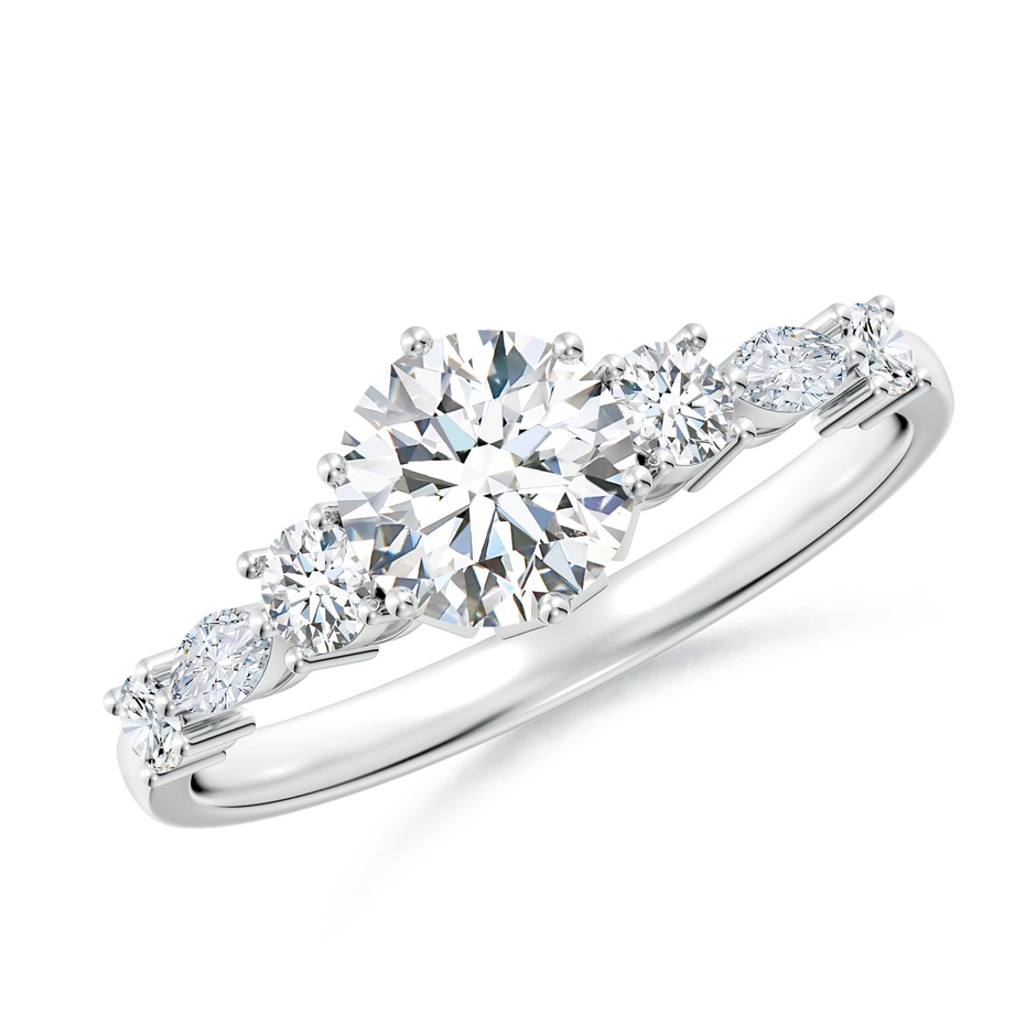 5.9mm GVS2 Classic Round Diamond Side Stone Engagement Ring in White Gold 