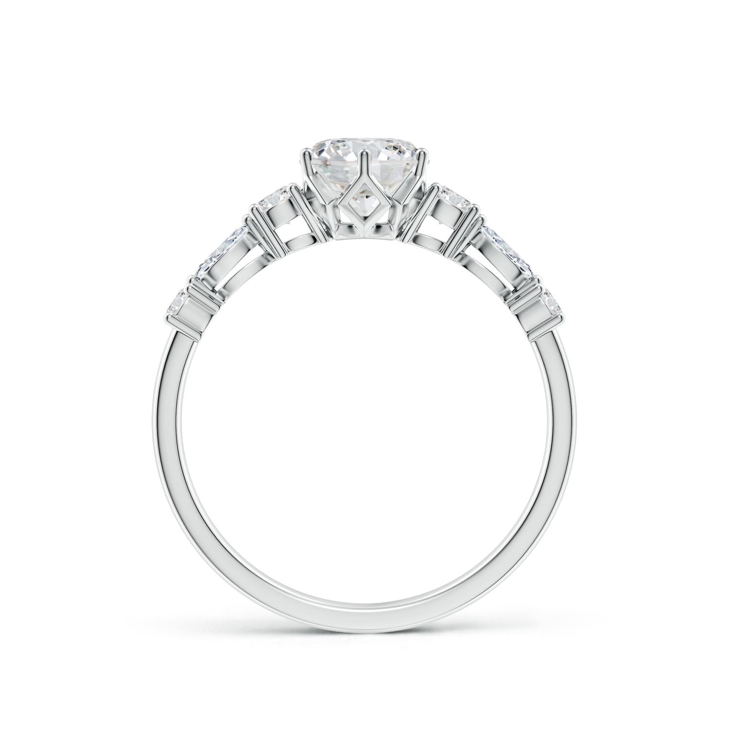 5.9mm HSI2 Classic Round Diamond Side Stone Engagement Ring in 18K White Gold