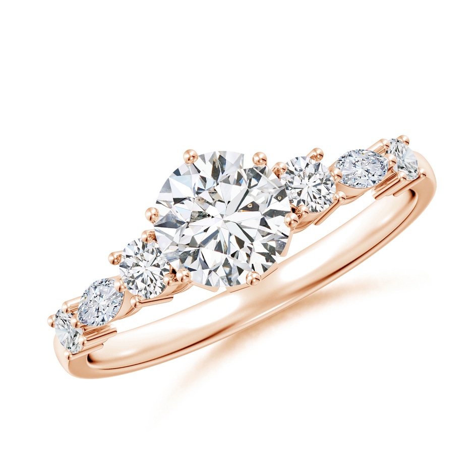 5.9mm HSI2 Classic Round Diamond Side Stone Engagement Ring in Rose Gold 