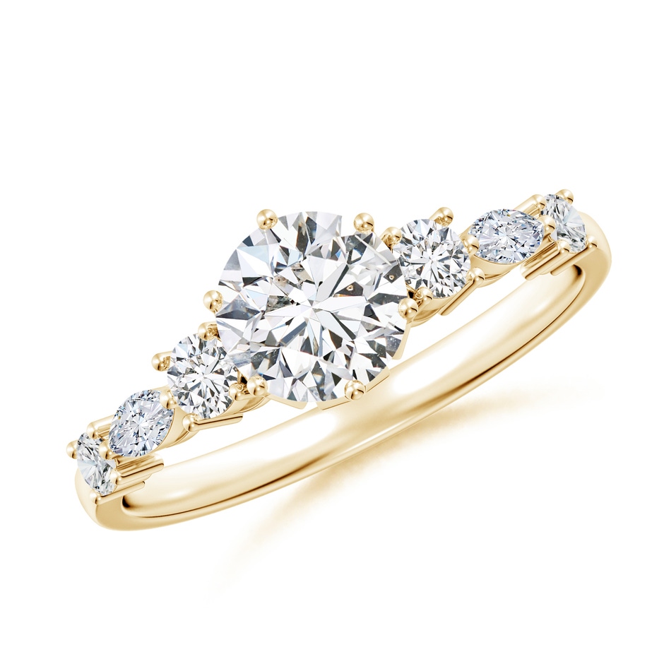 5.9mm HSI2 Classic Round Diamond Side Stone Engagement Ring in Yellow Gold 