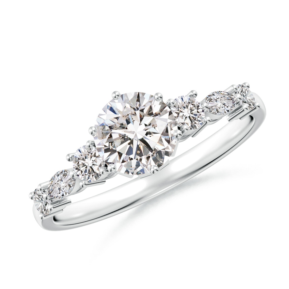5.9mm IJI1I2 Classic Round Diamond Side Stone Engagement Ring in White Gold 