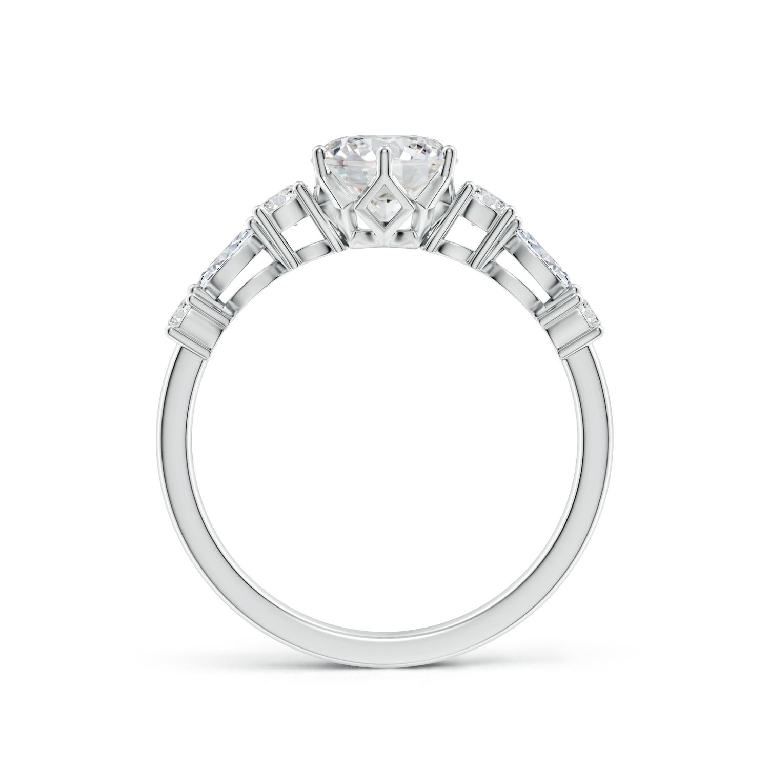 6.4mm HSI2 Classic Round Diamond Side Stone Engagement Ring in White Gold