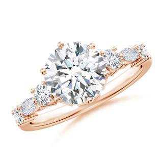 8mm GVS2 Classic Round Diamond Side Stone Engagement Ring in 18K Rose Gold