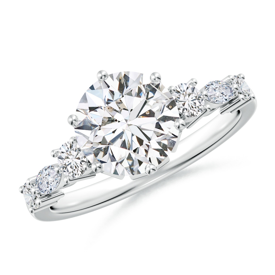 8mm HSI2 Classic Round Diamond Side Stone Engagement Ring in White Gold 