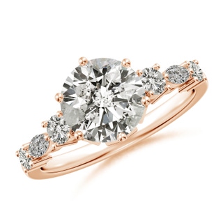 8mm KI3 Classic Round Diamond Side Stone Engagement Ring in 10K Rose Gold