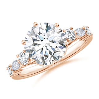 9.2mm GVS2 Classic Round Diamond Side Stone Engagement Ring in 18K Rose Gold