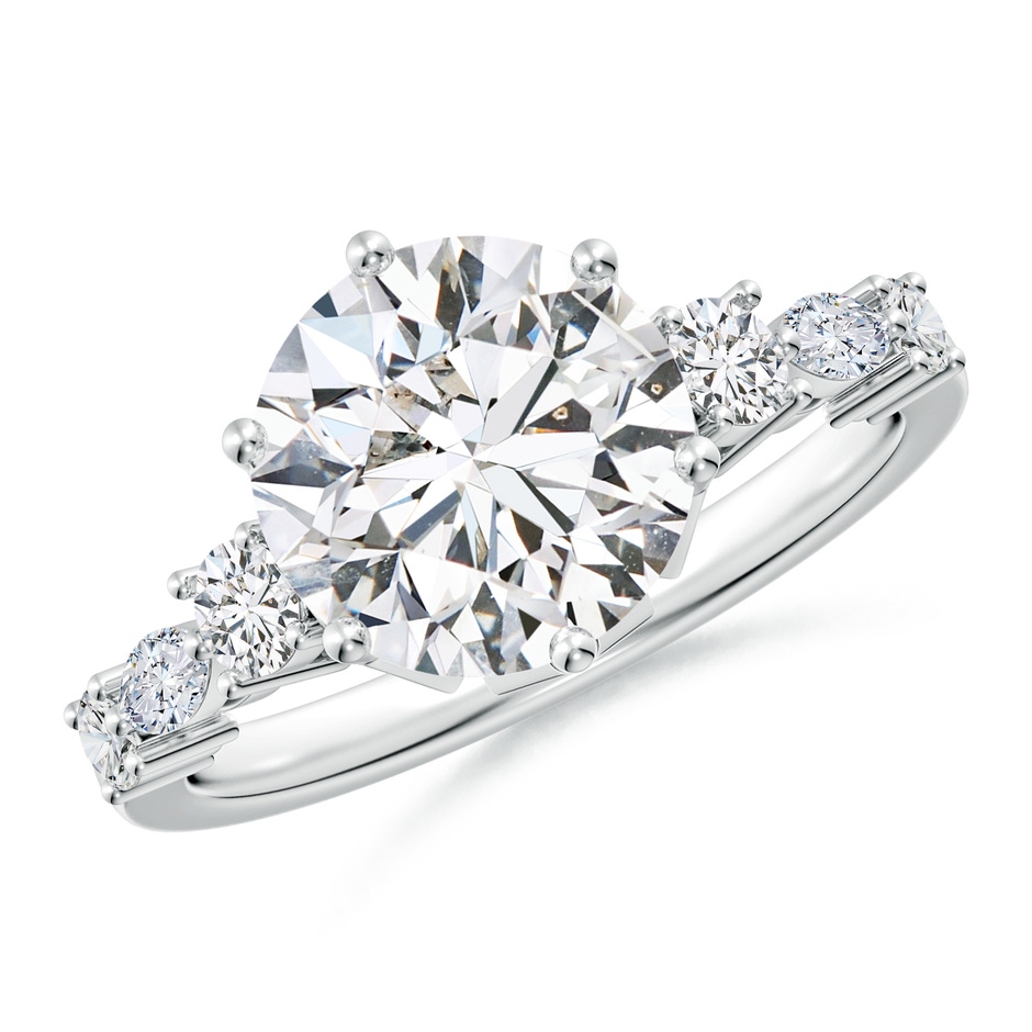 9.2mm HSI2 Classic Round Diamond Side Stone Engagement Ring in P950 Platinum 