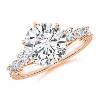 9.2mm HSI2 Classic Round Diamond Side Stone Engagement Ring in Rose Gold