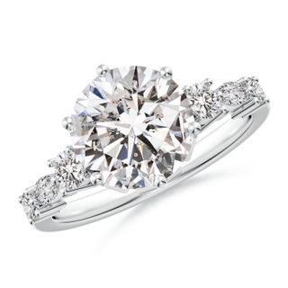 9.2mm IJI1I2 Classic Round Diamond Side Stone Engagement Ring in P950 Platinum